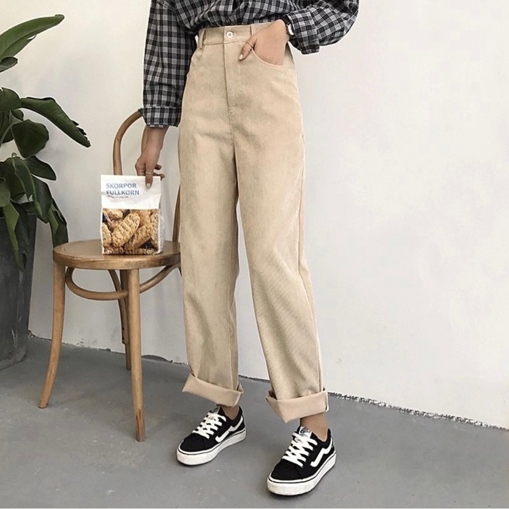 Corduroy wide leg super high waisted pants